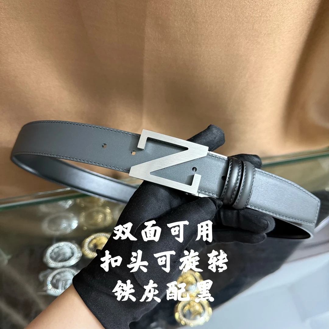 新款男士皮带百搭高档休闲Z字母牛皮腰带青中老年时尚商务年轻潮