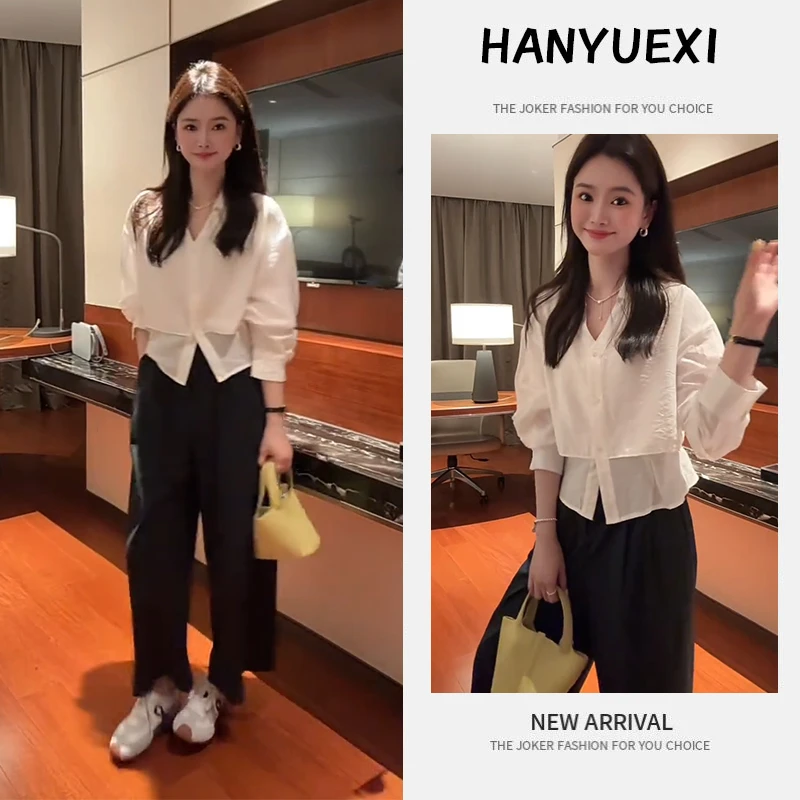 【现货】韩系氛围感穿搭夏季2025新款气质显瘦衬衫时尚休闲裤两件套