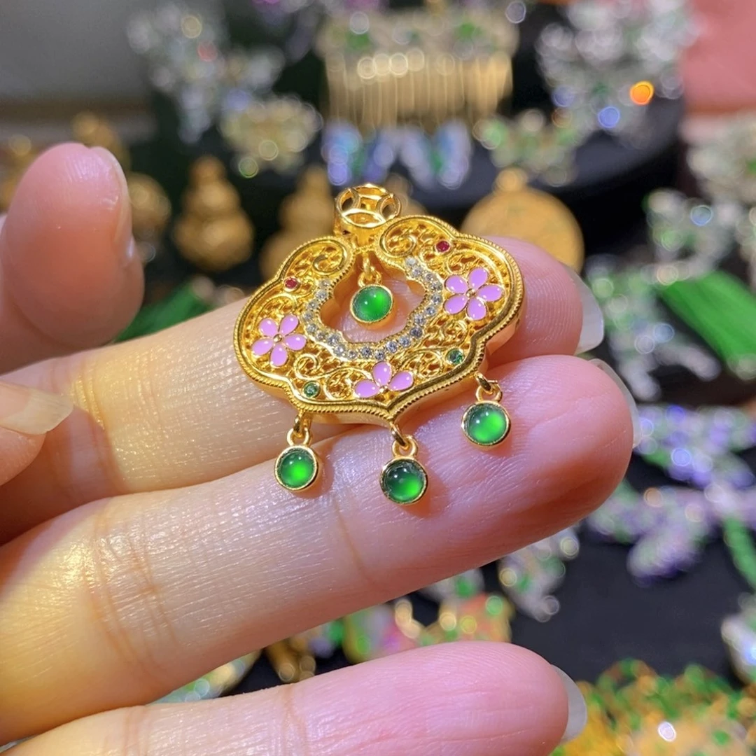 银S925镶嵌挂件翡翠