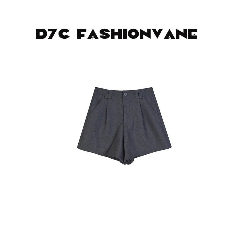 【XINMO】时尚显瘦设计师中性风简约双腰袢休闲裤短裤女C08030510