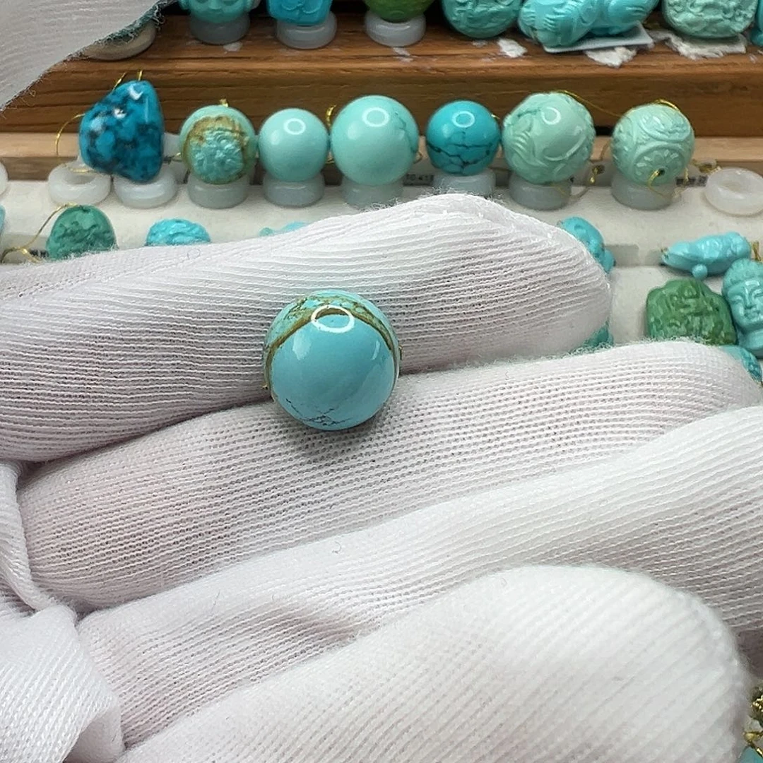 绿松石圆珠 未镶嵌走***里