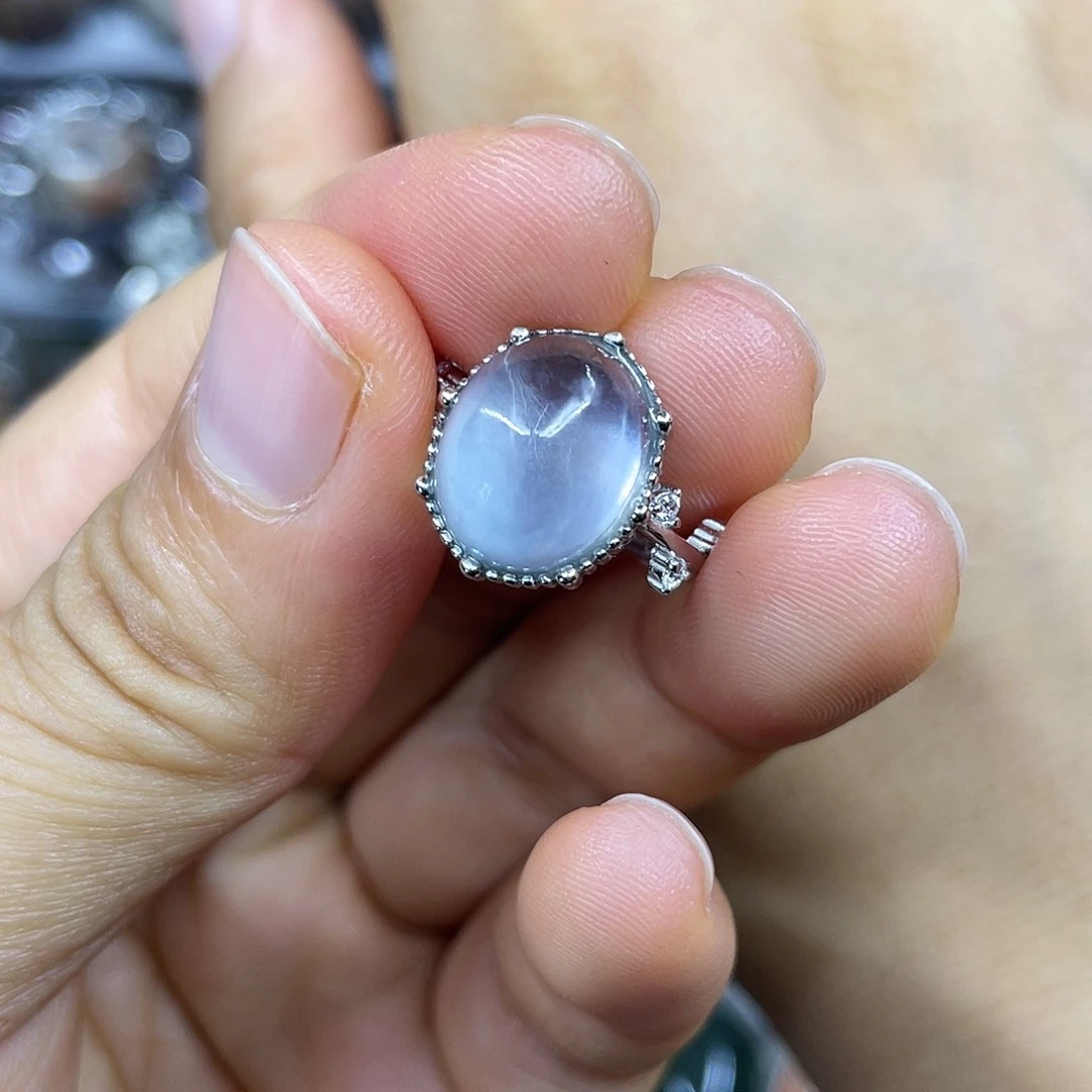 【闪购商品】银S925镶嵌珠宝半成品水晶戒指