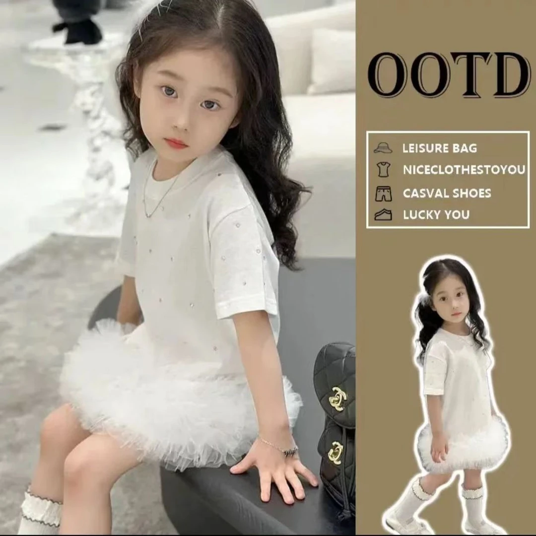 夏款女宝女童洋气公主风儿童夏季新款花边拼接公主风连衣裙