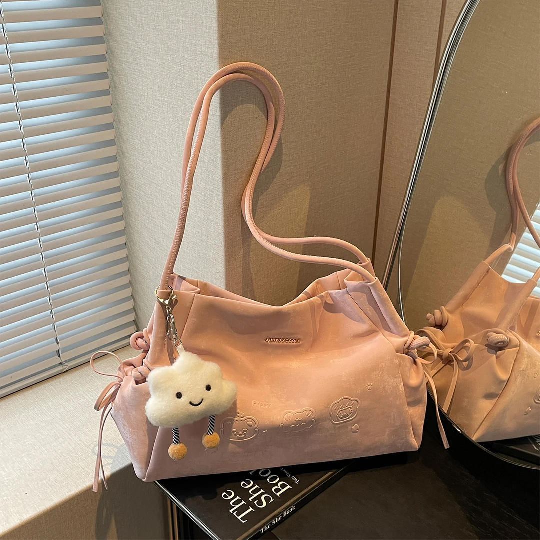 艾米兔女包2025新款休闲通勤简约百搭潮流ins风可爱大容量单肩包