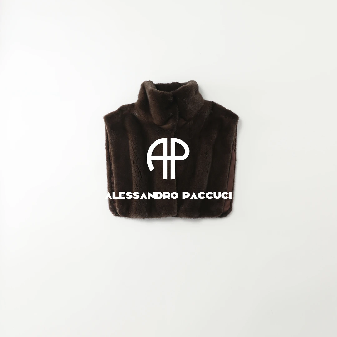 SAGA✖AP洛哥54111CS 进口水貂+桑蚕丝里衬立领多色皮草披肩冬季