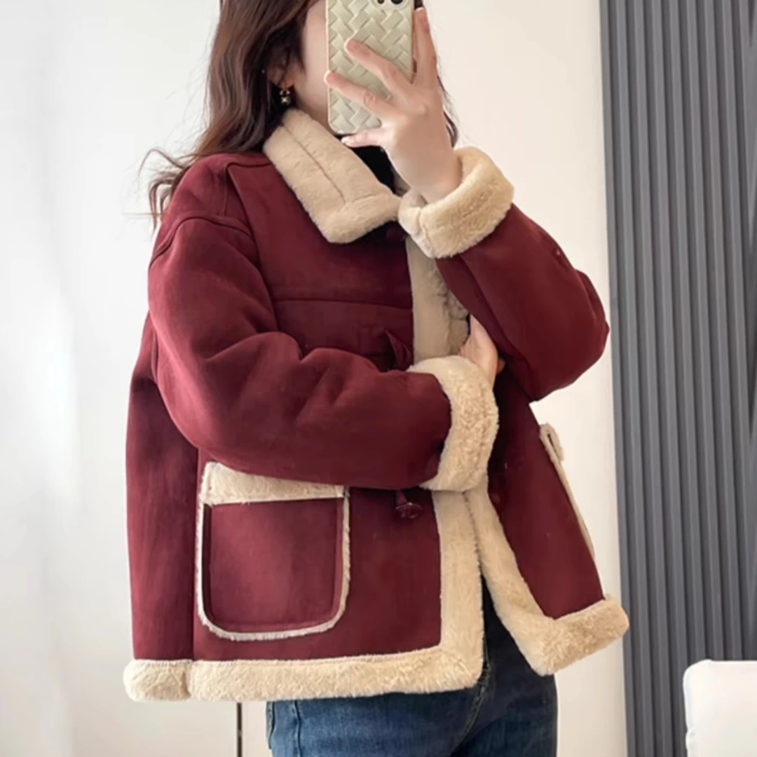 新款时尚加绒加厚短款外套9829