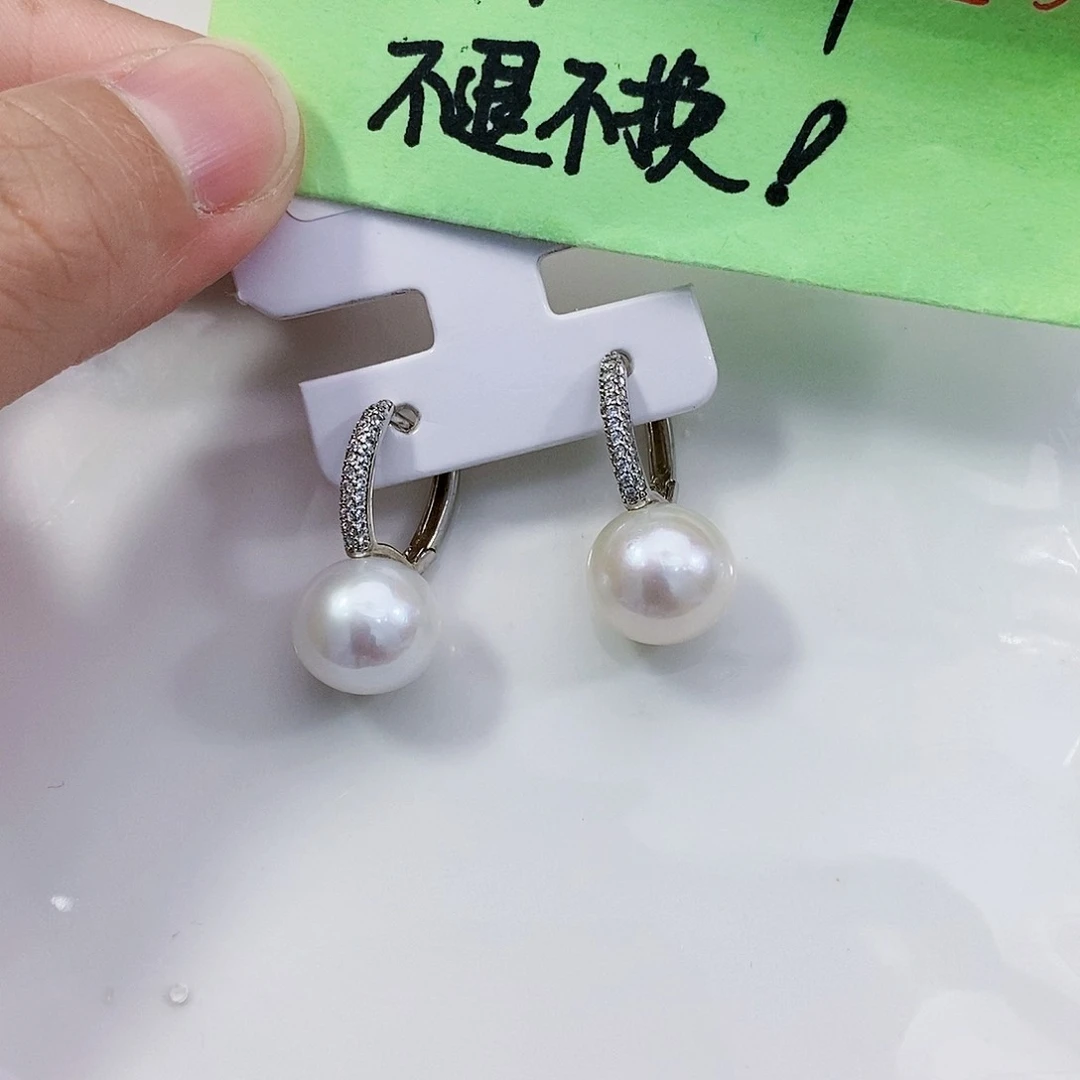 淡水珍珠特价不退换耳饰银S925镶嵌迦**业