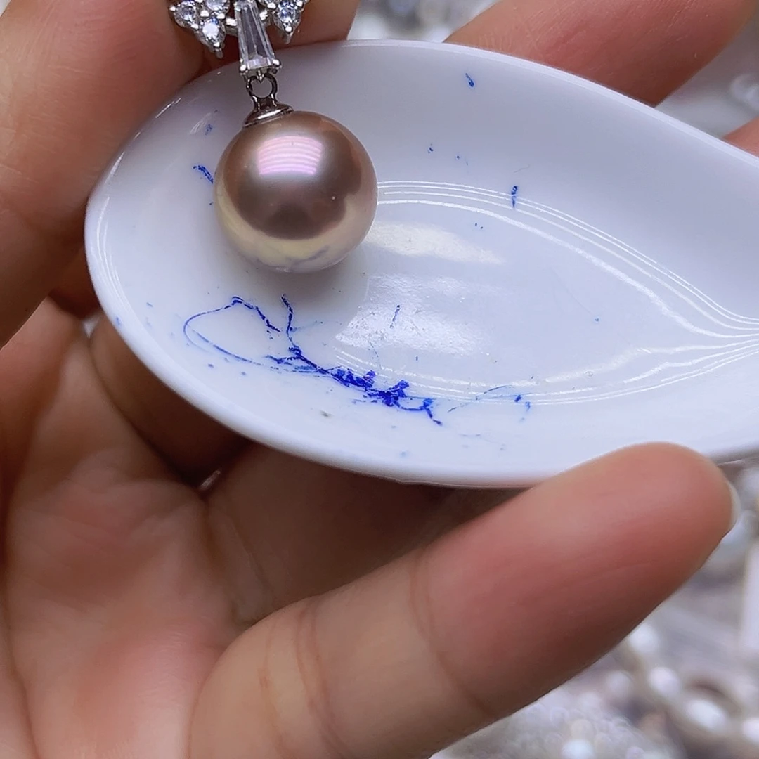 吊坠或者耳钉淡水珍珠银S925镶嵌