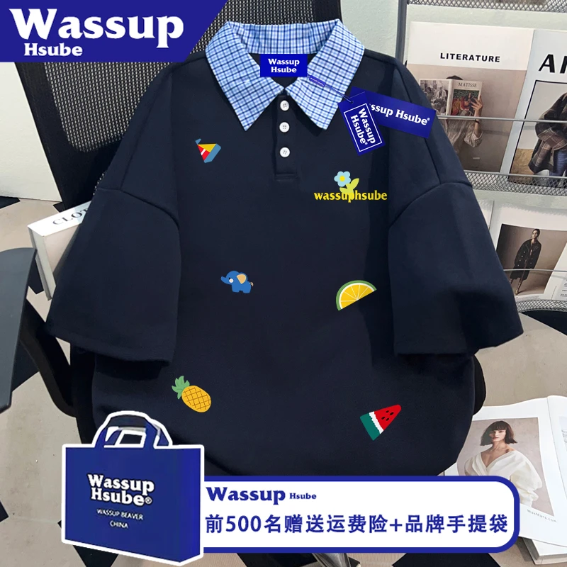 WASSUP HSUBE时尚感水果印花纯棉POLO衫ins男女上衣夏季应季款T恤