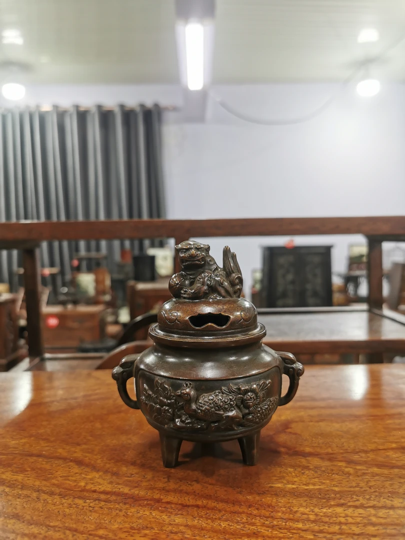 狮子雕刻小香炉铜器香炉