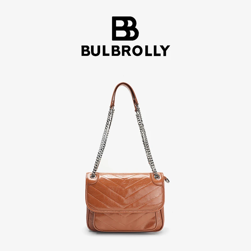 BULBROLLY绣线流浪邮差包BBL24081010棕色