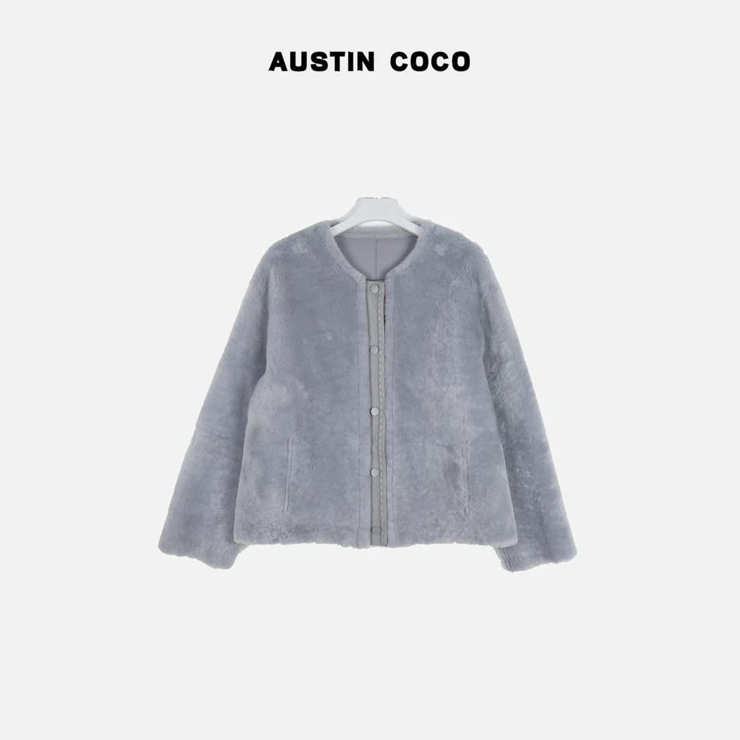 AUSTIN COCO短款设计师款宽松羊皮毛一体皮草女装外套P21079