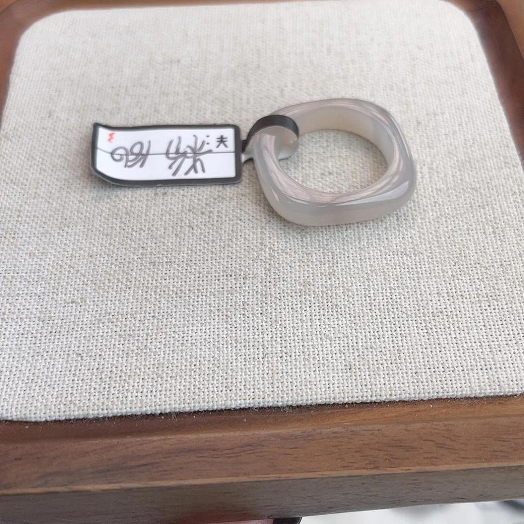 和田玉未镶嵌戒指U14粉方圆17.8不退换