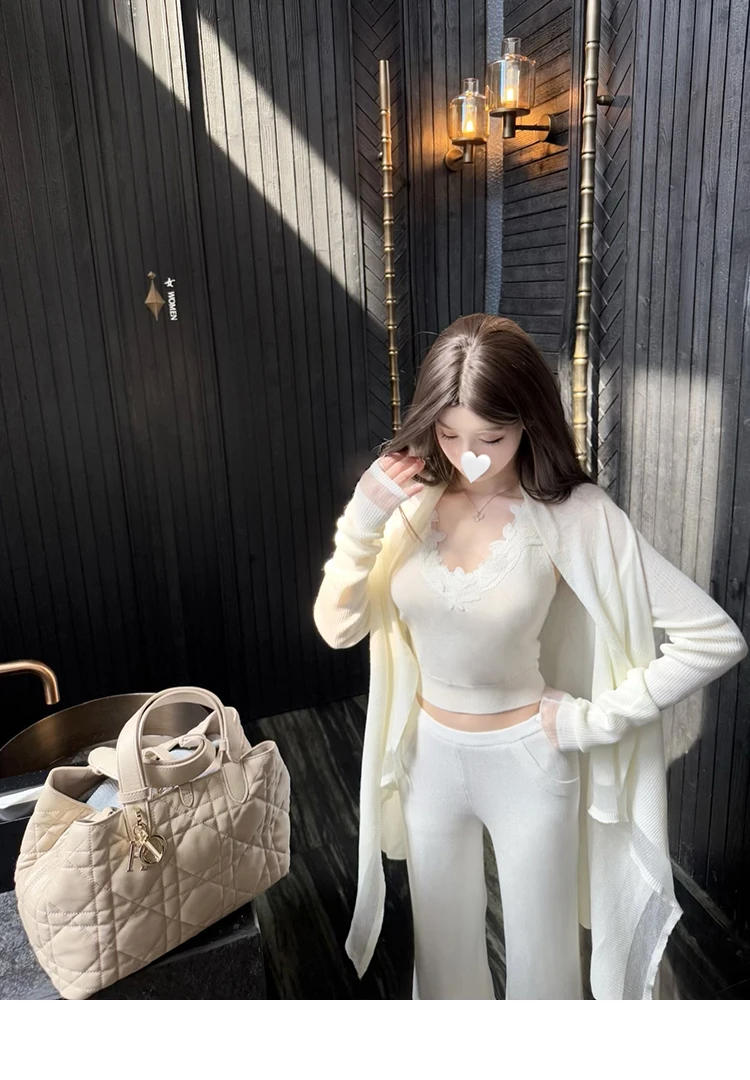 【秋意佳人】早秋季松弛感针织衫女修身显瘦中长款针织开衫外套女