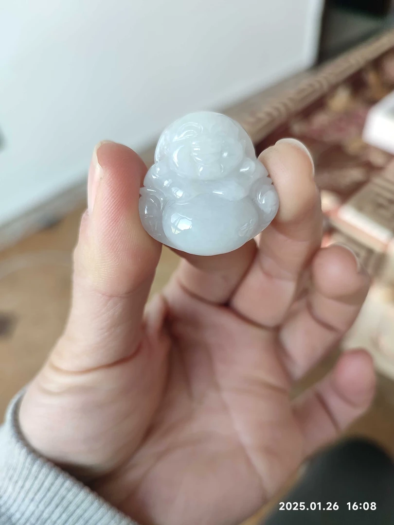 天然翡翠白月光佛公吊坠