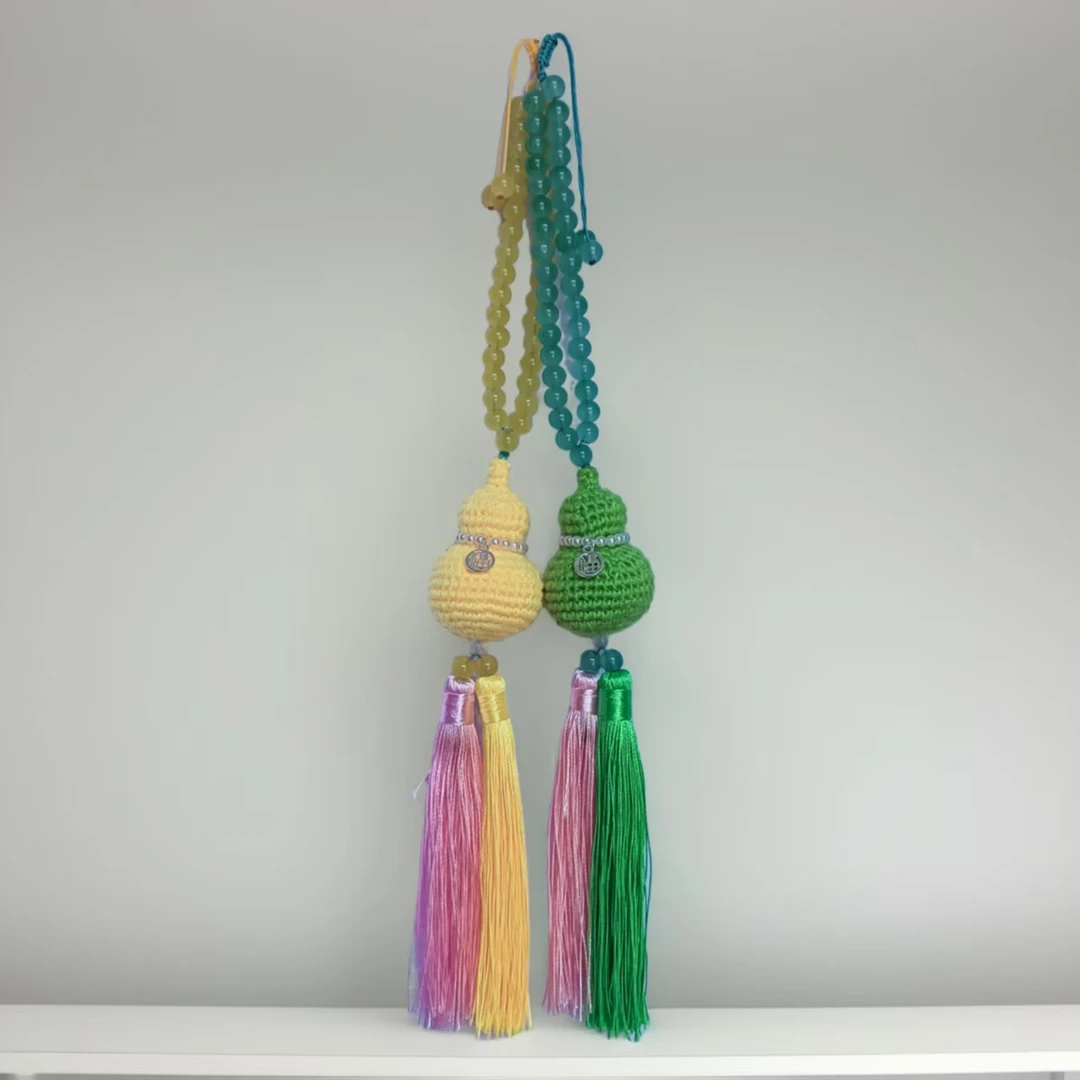 手工汽车挂件手工钩织葫芦挂件好护路一生福禄车内挂吊饰女生配饰