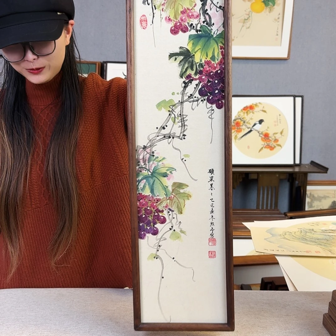 国画手绘带框尺寸：20*70