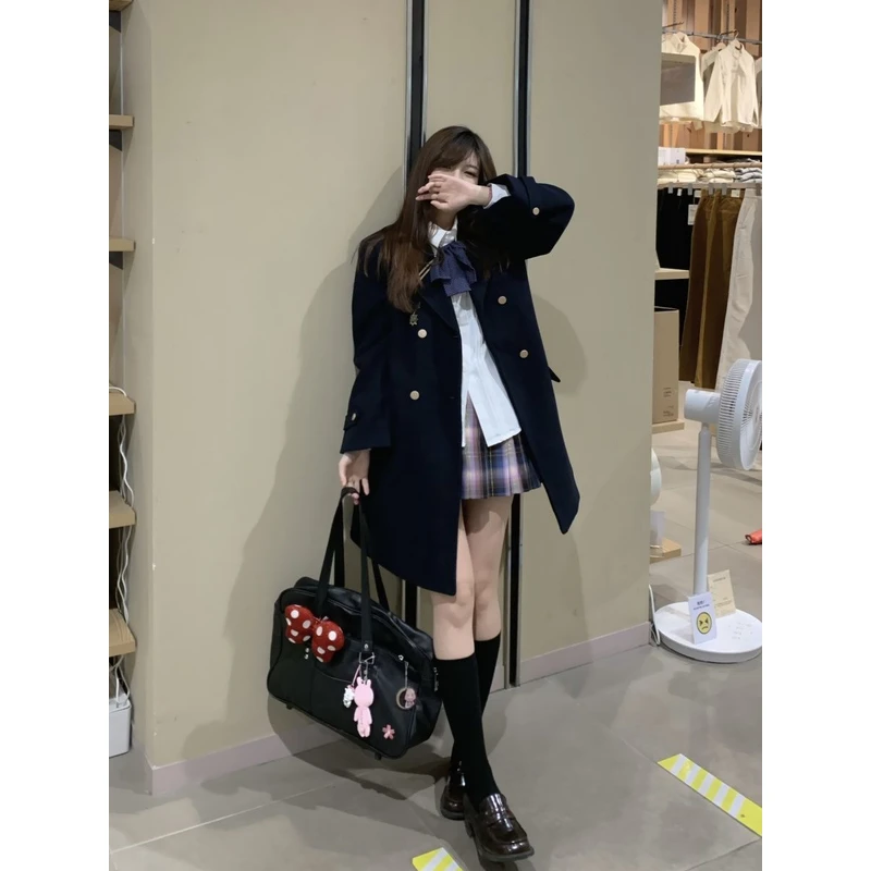 水木琉璃学院风校供jk制服大衣女小个子秋冬外套毛呢上衣套装加厚