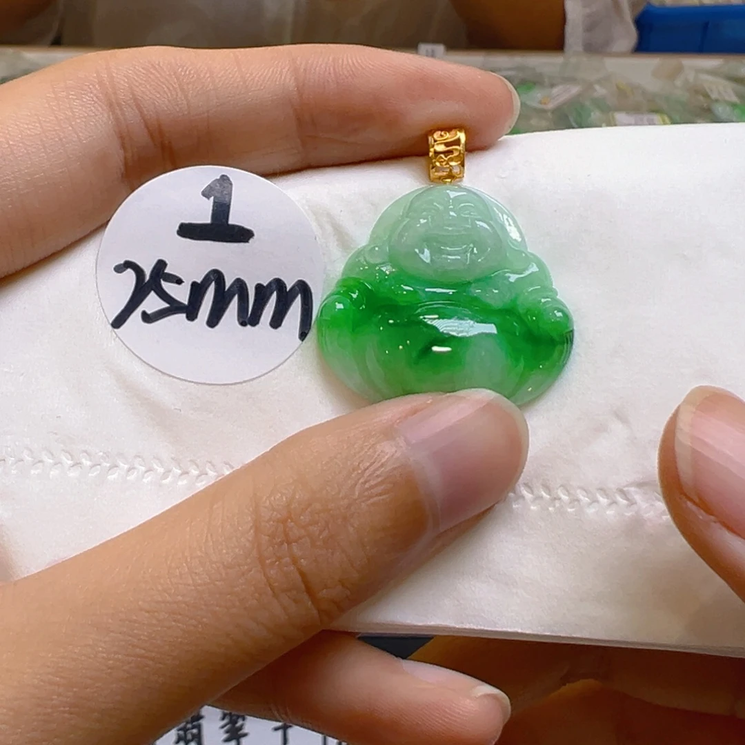 吊坠(不含链)18K金镶嵌翡翠