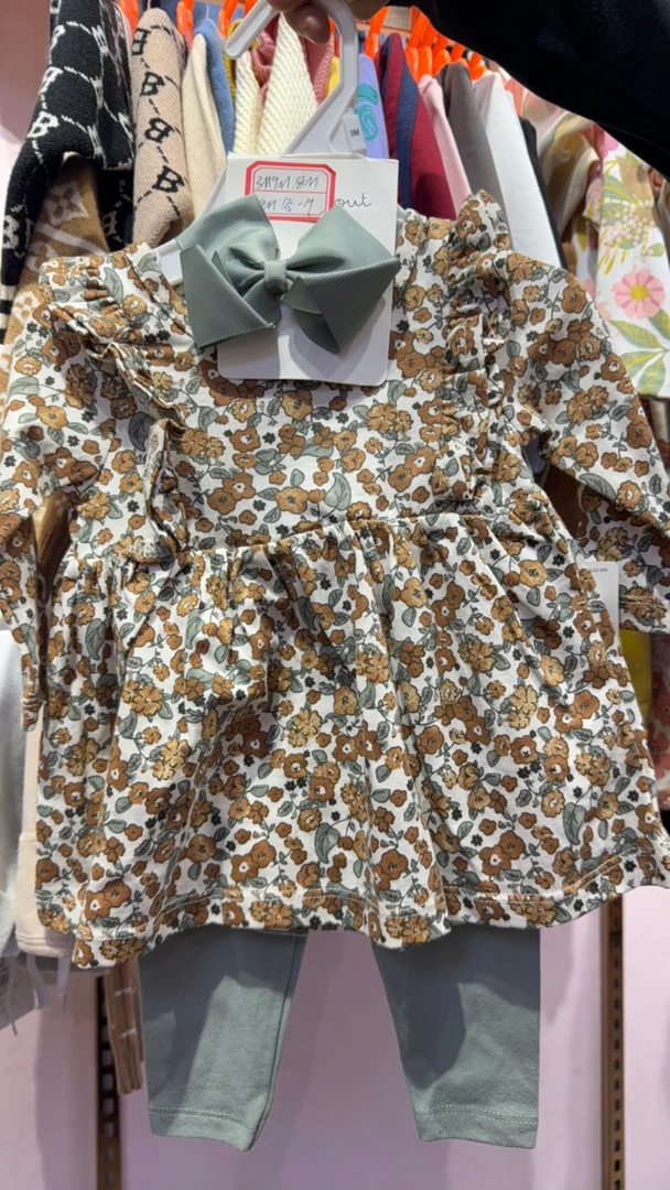 女宝宝三件套（裙子 发卡 裤子）碎花女童洋气
