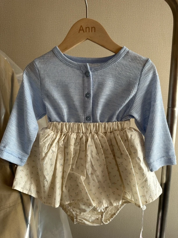 点兮碎花包屁针织防晒衣套装 no退换