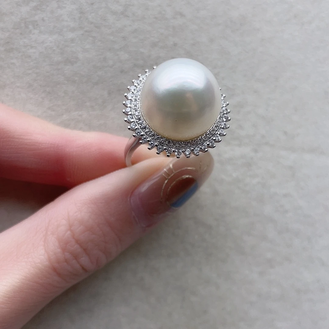 戒指53银S925镶嵌海水珍珠