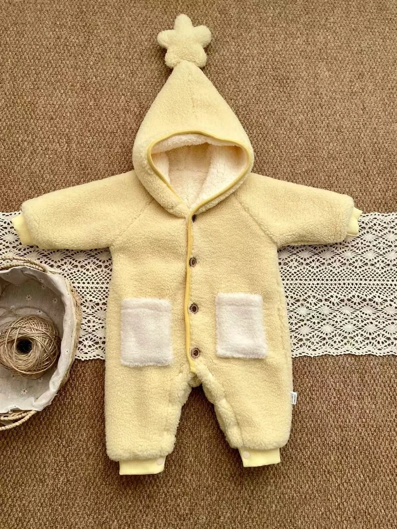 冬季新款星星超人加绒加厚连帽外出服