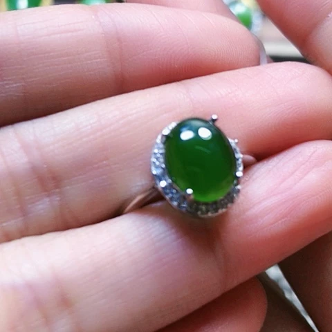 和田玉戒指银S925镶嵌