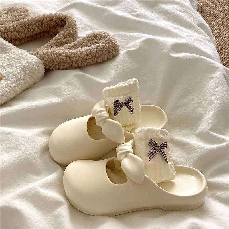 新款法式夏天时尚家居外出颜值防滑防臭耐磨蝴蝶结半包雨鞋拖鞋