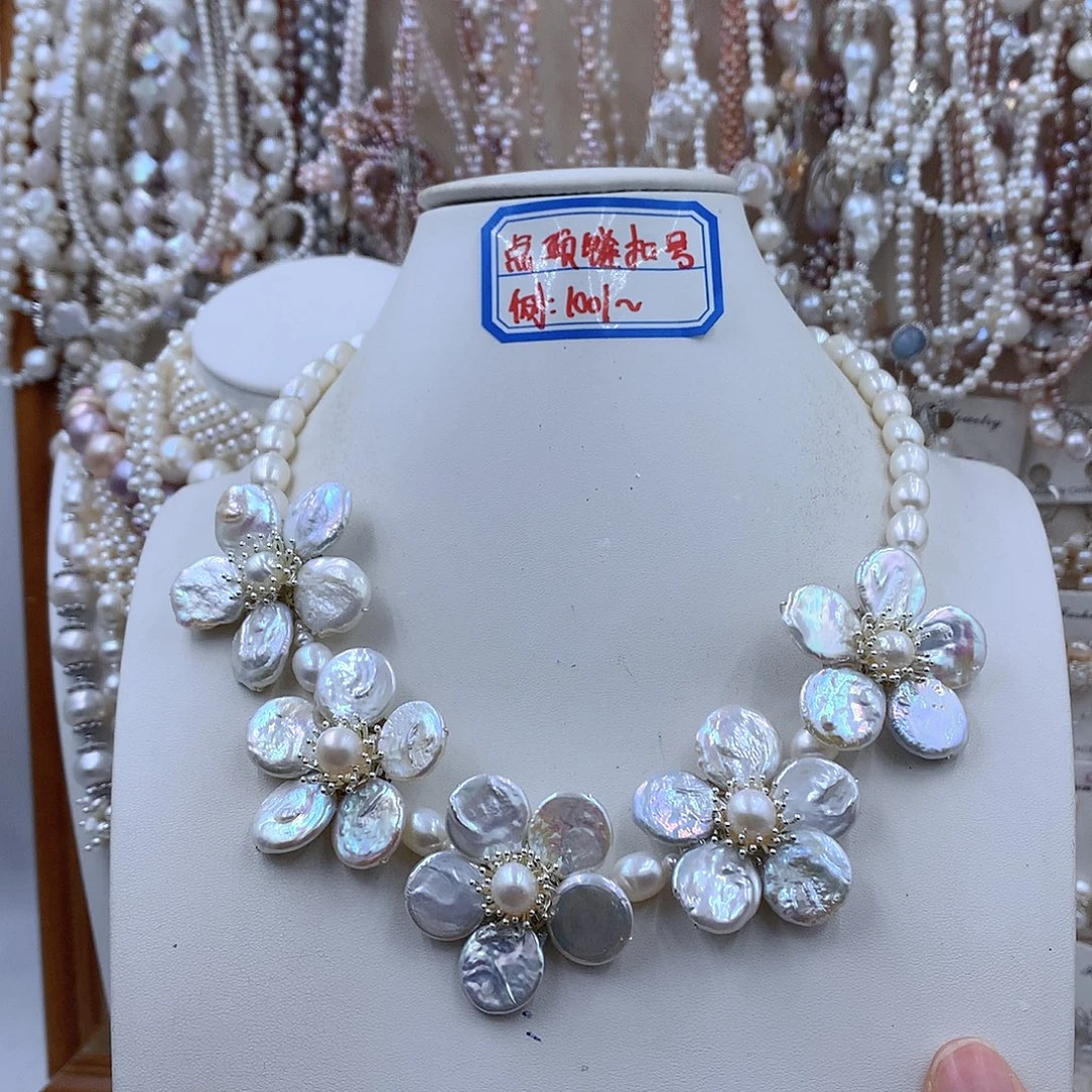 银S925镶嵌项链耳饰淡水珍珠