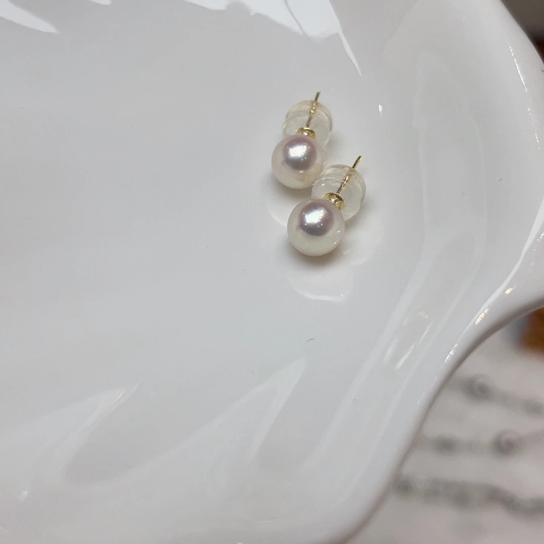 18K金镶嵌耳饰海水珍珠