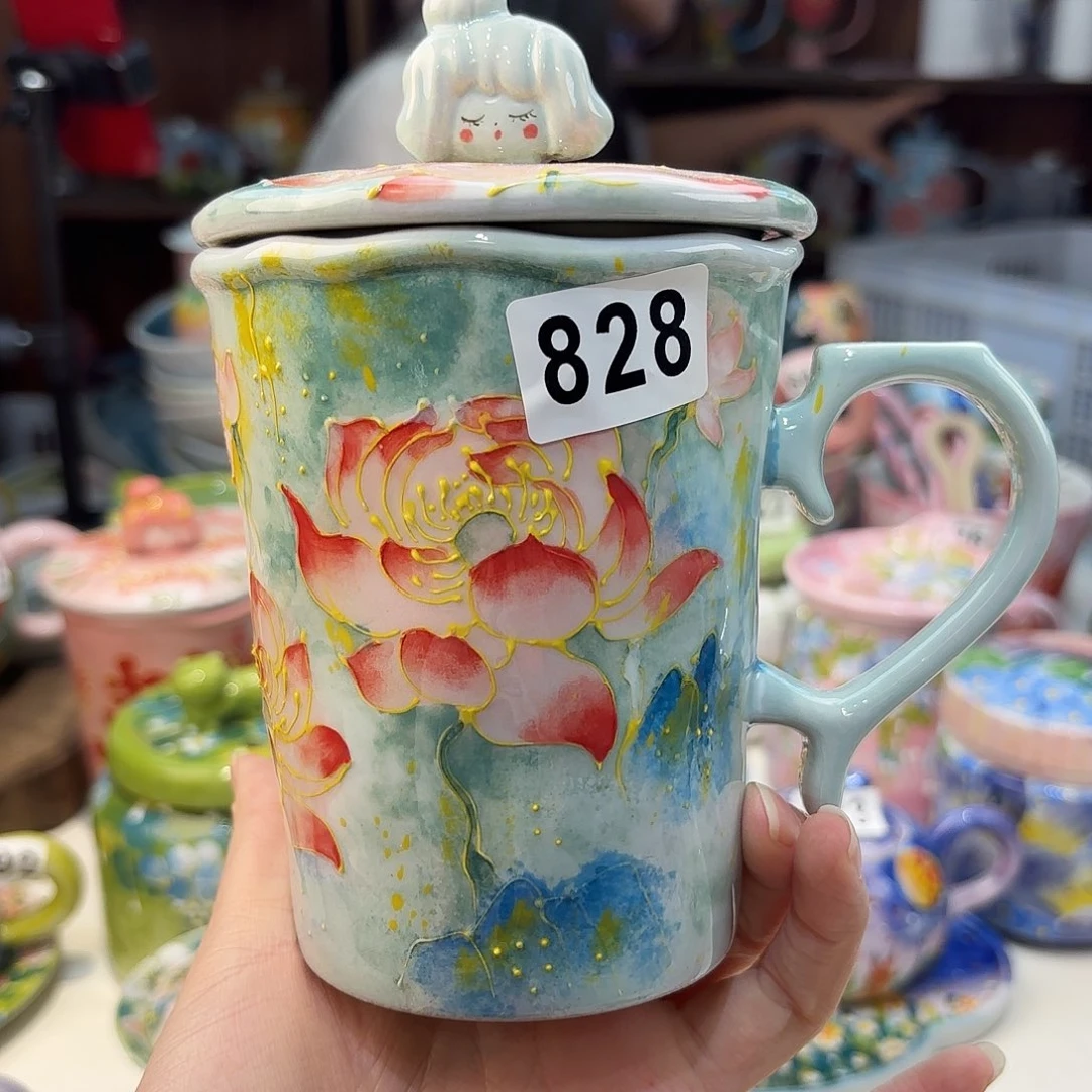瓷片景德镇手绘高温釉下彩陶瓷茶具