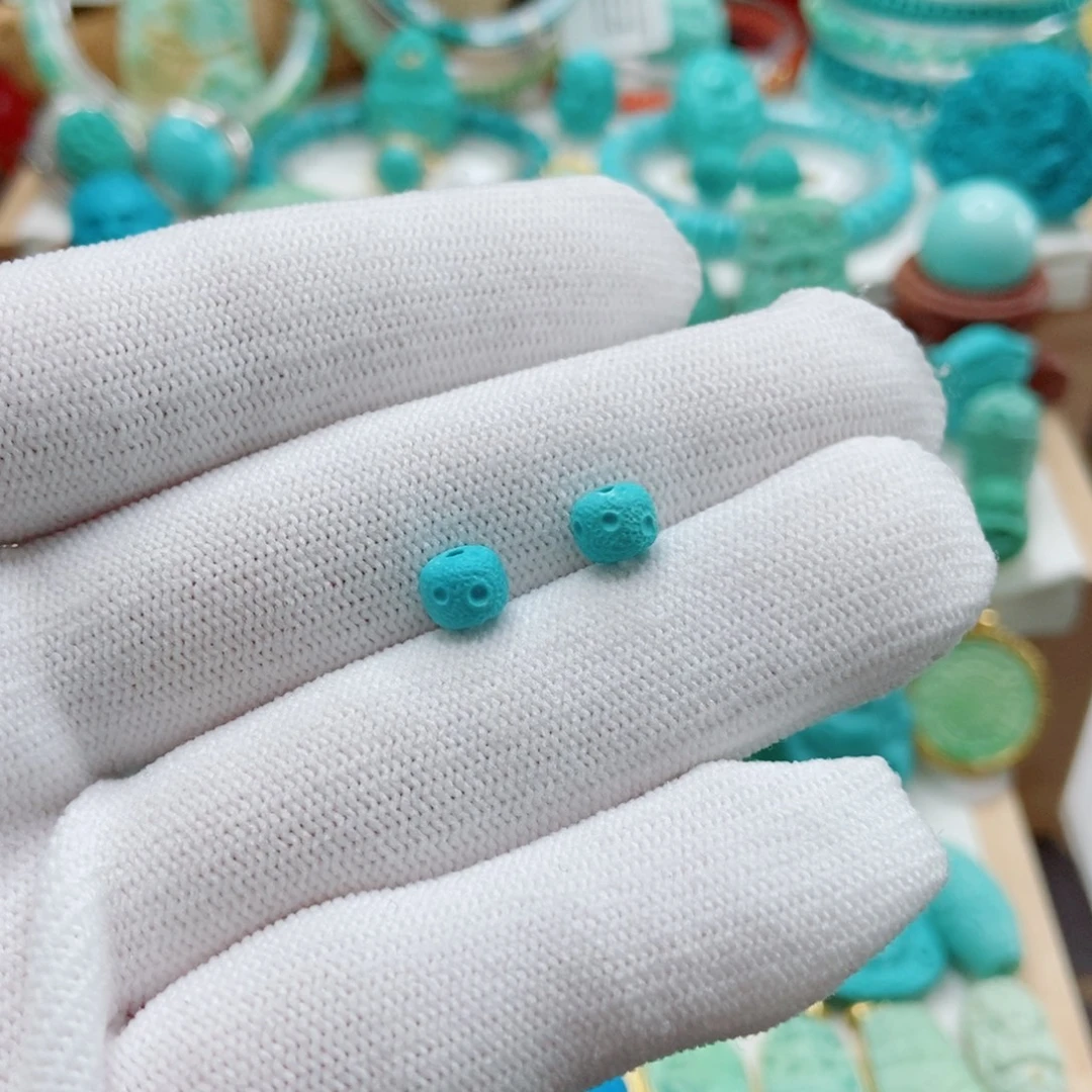 绿松石未镶嵌对珠6mm