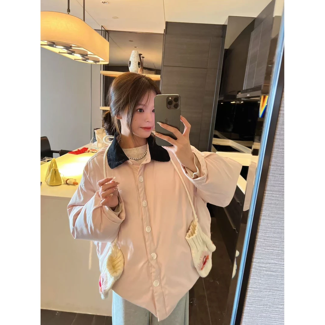 xxxwxz王希之 粉色简约感撞色翻领外套#z1374