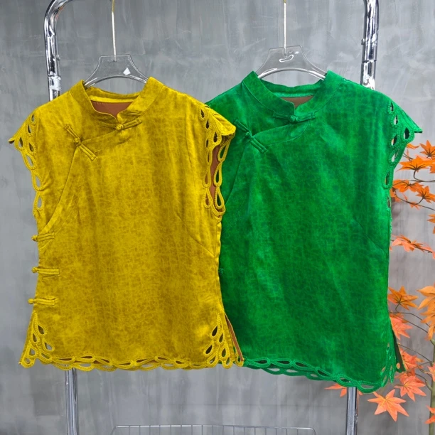 2025夏季新款新中式国风复古盘扣上衣民族风镂空刺绣款式70823