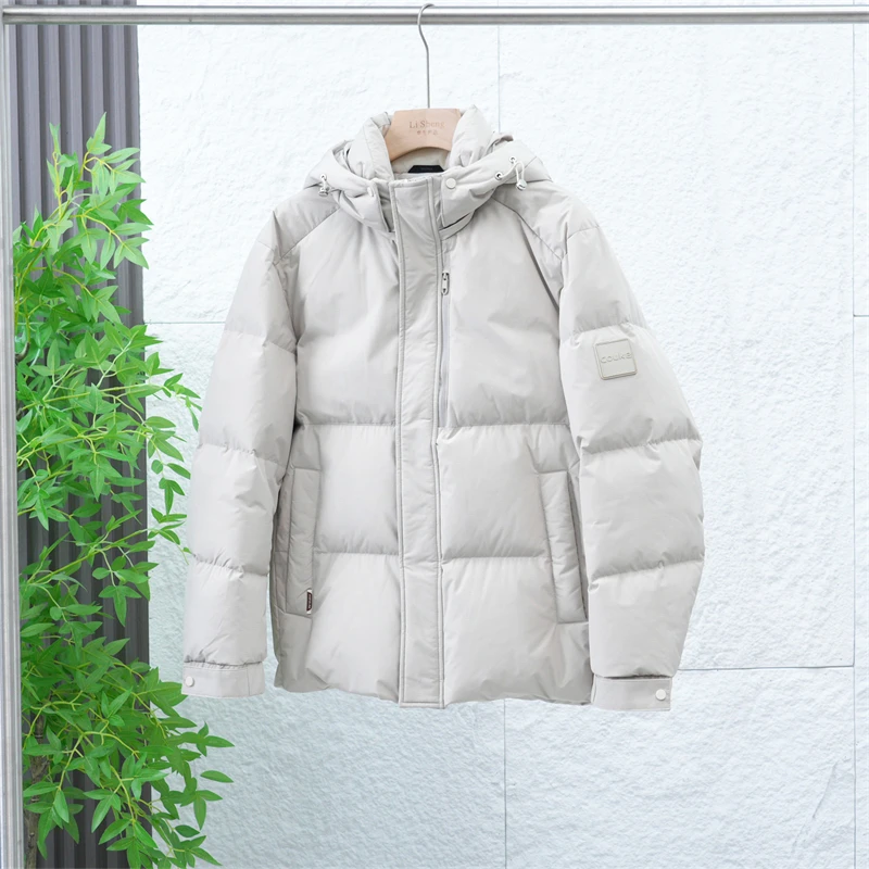 冬季男士可拆卸连帽简约纯色户外防风防寒加厚保暖羽绒服251211