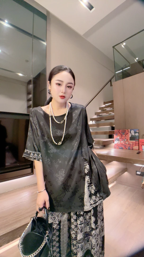 莹莹欧货【拉链拼接拼色】设计师款时尚洋气宽松显瘦套装88798