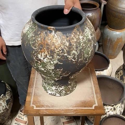 紫砂花盆口17高度32鱼尾