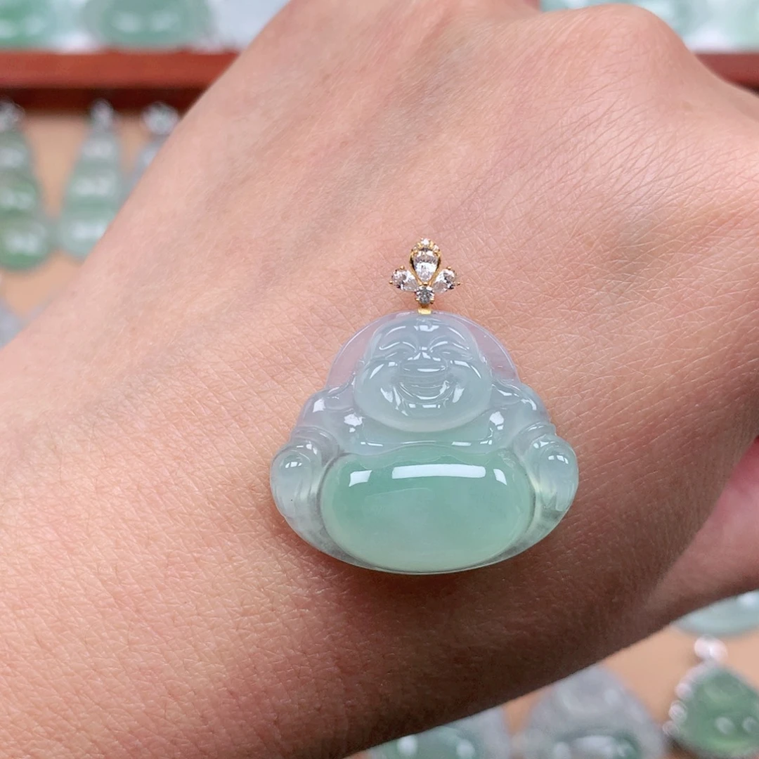 翡翠18K金镶嵌吊坠(不含链)