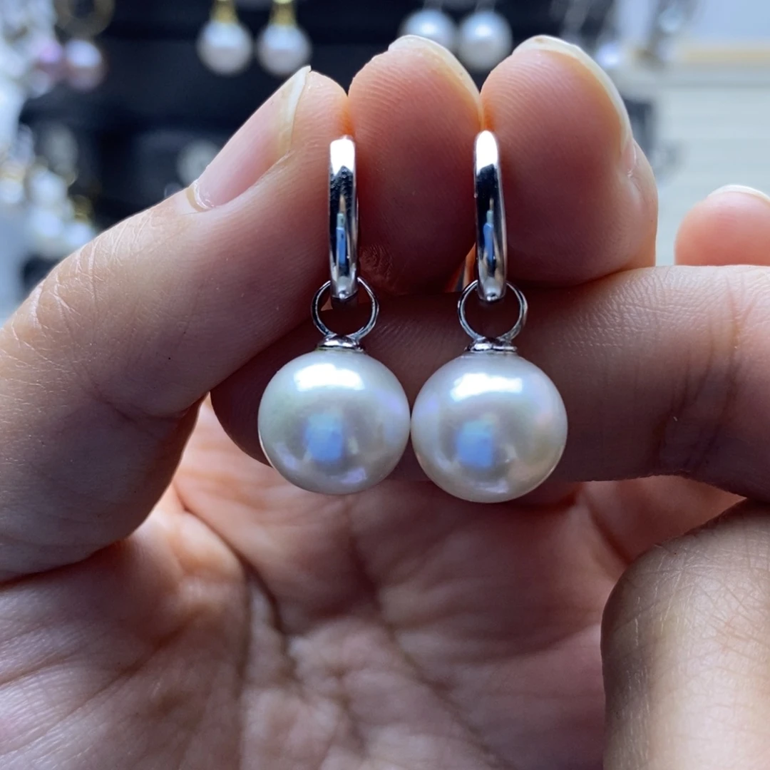 银S925镶嵌耳饰淡水珍珠