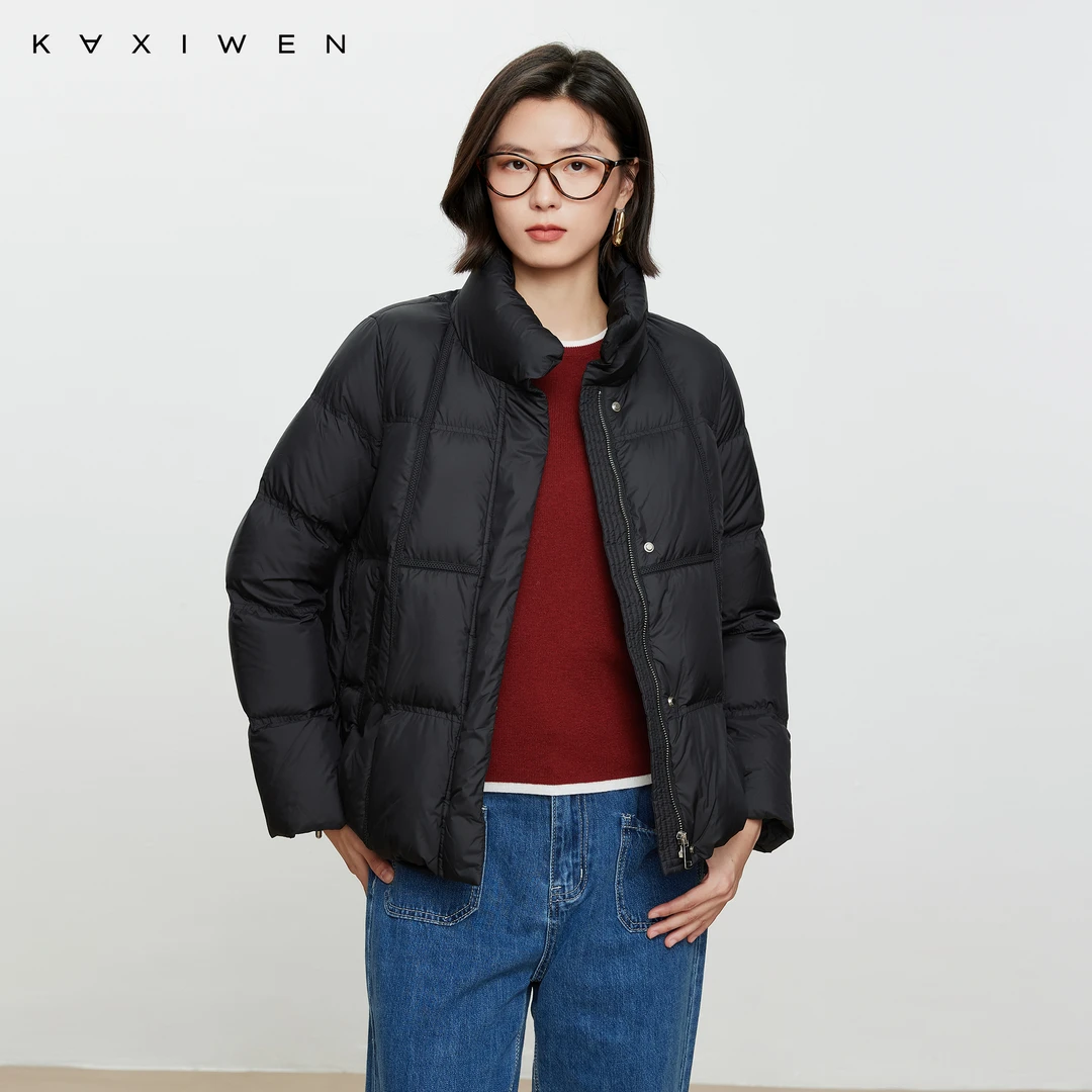 【NOJI&KXW】90白鸭绒气质立领轻薄保暖拼接外套女X10AYS8691