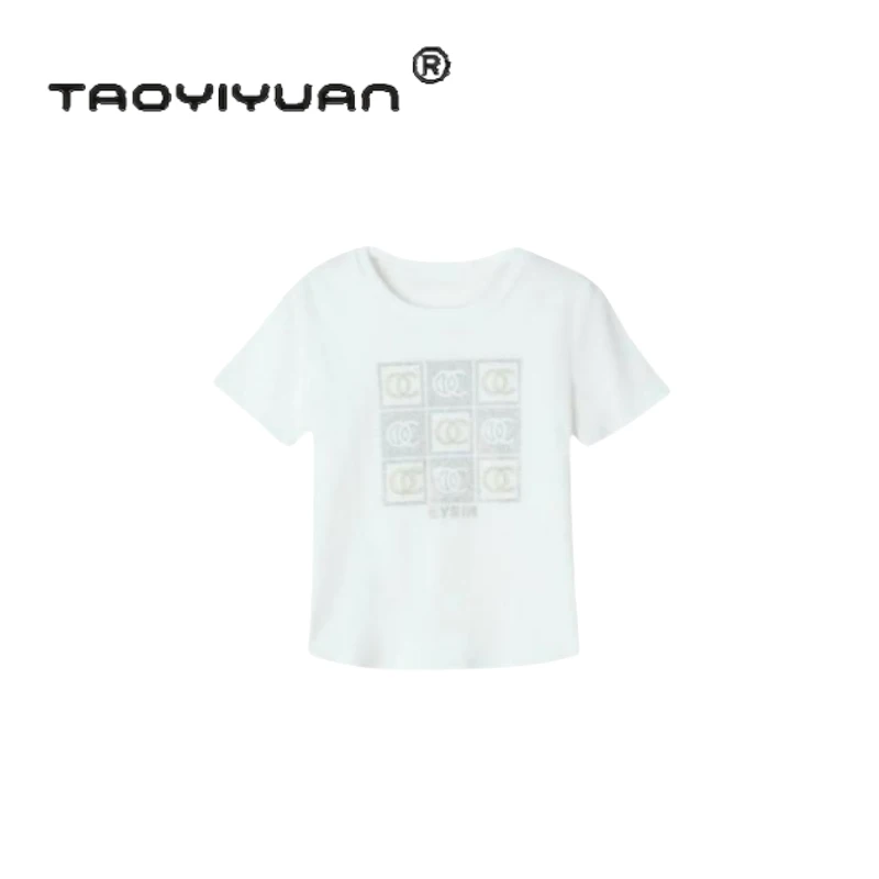 【太古仓渠道】轻奢重工烫钻女士棉T圆领显瘦短袖夏潮T恤