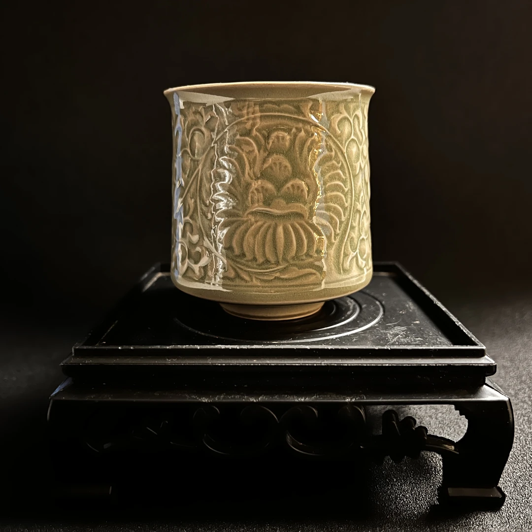 耀州窑 瓷杯 菊纹饰 闻香杯 耀州瓷