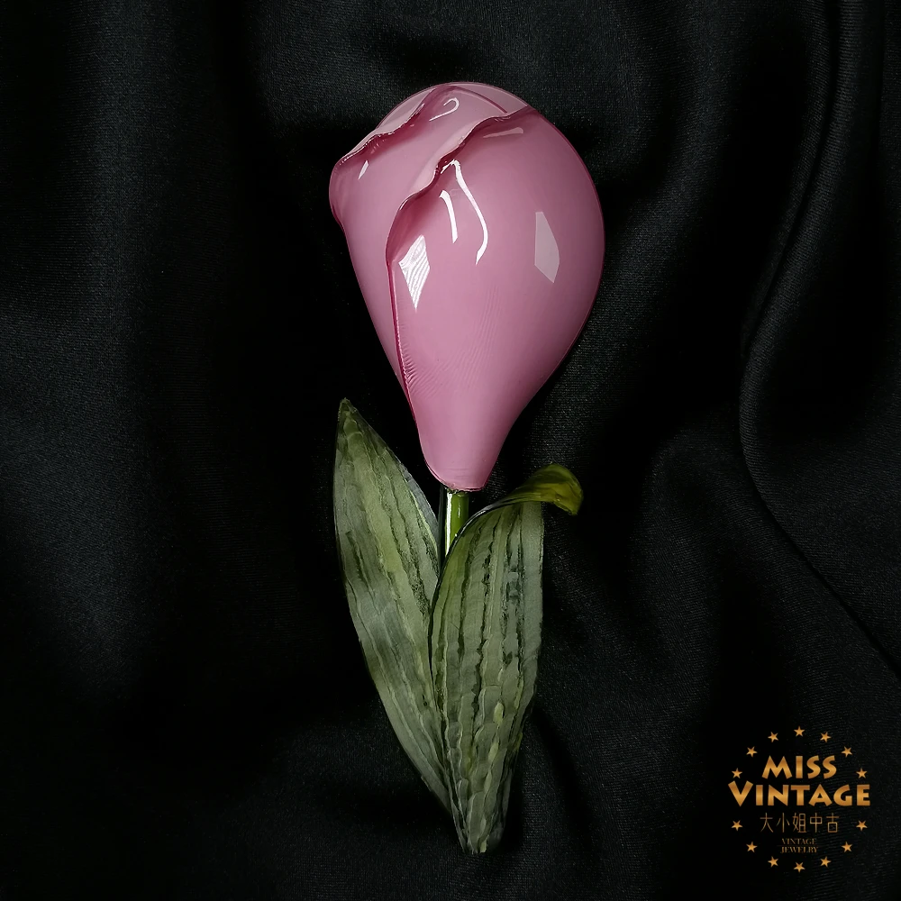 法国cilea Paris手工定制温柔粉郁金香胸针[5501121-002]