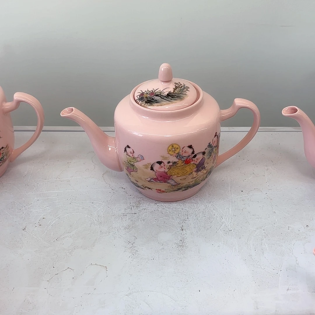 壶陶瓷招财进宝两斤侧把壶红稀稀