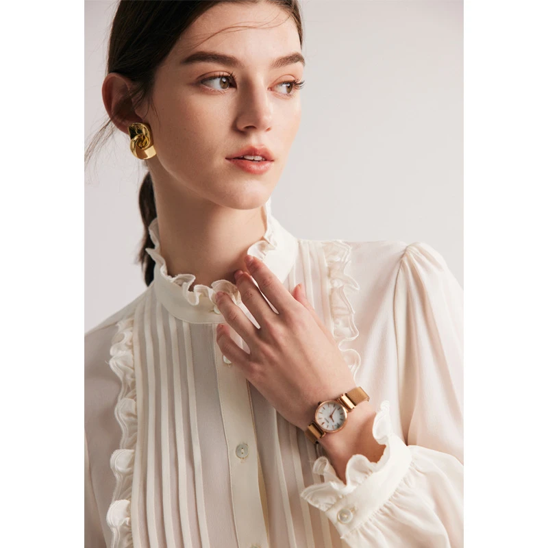 真丝衬衫女款2025春夏新款100%双绉桑蚕丝白色气质桑蚕丝上衣