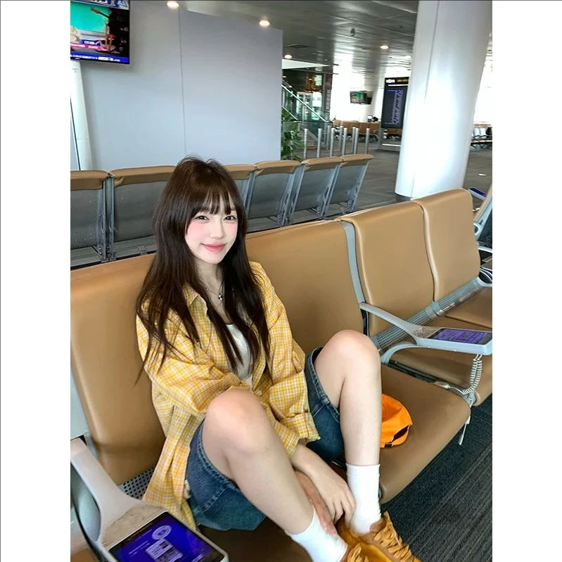 格子衬衫外套女韩系慵懒百搭衬衣