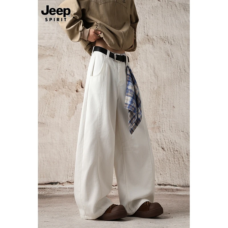 JEEPSPIRIT吉普水洗无工艺薄款纽扣拉链男牛仔裤显瘦款垂感硬汉风