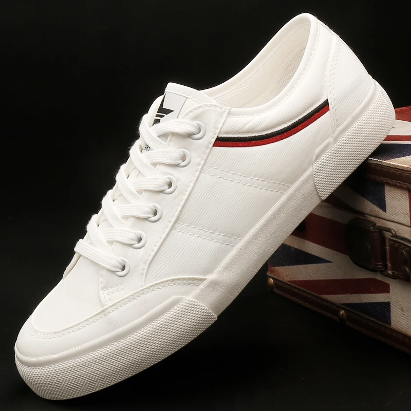 25153 小白鞋透气平底帆布鞋韩版百搭休闲板鞋时尚硫化鞋潮流男鞋