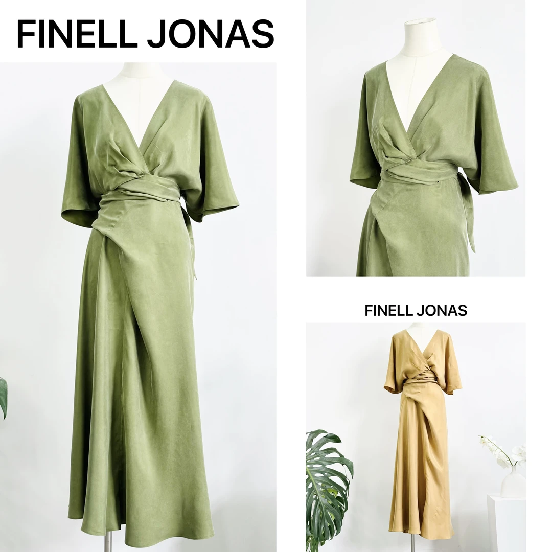 25夏款铜氨丝V领气质长裙设计师款纯色高级感女装连衣裙女